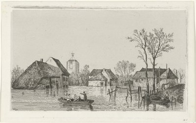 Översvämning vid Beesd, 1855 av Willem Gruyter jr.