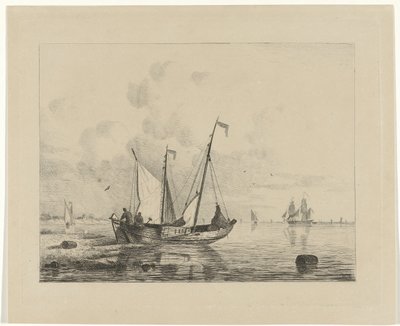 Segelfartyg med sänkta segel av Willem Gruyter jr.