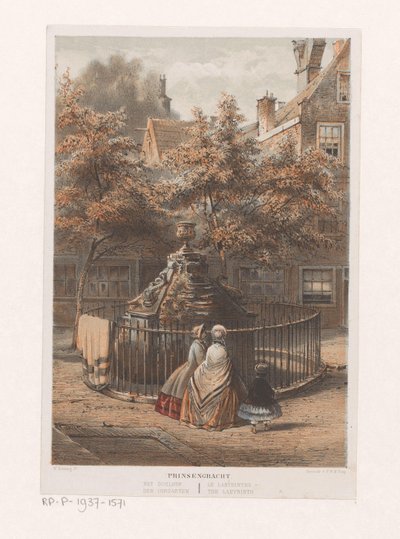 Fontän vid labyrinten i Amsterdam Prinsengracht labyrinten / der Irrgarten / le labyrinthe / labyrinten (titel på objekt) av Willem Hekking jr.