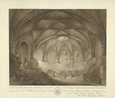 Vredenburgs slottsvalv Det underjordiska valvet på slottet Vredenburg i Utrecht (titel på objektet) av Willem Hendrik Hoogkamer
