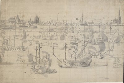 Den holländska flottan på Copenhagen Red 1658 av Willem I van de Velde