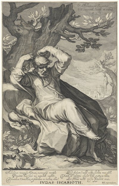 Judas Iskariot hänger sig själv Judas Iskariot (titel på objekt) Syndare från Gamla och Nya Testamentet (serietitel) av Willem Isaacsz. van Swanenburg