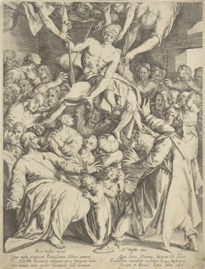Förlamad sänkt till Kristus genom taket av Willem Isaacsz. van Swanenburg