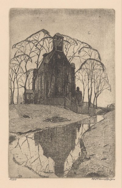 byns kyrka av Willem Jansen (graveur) (signed by artist)