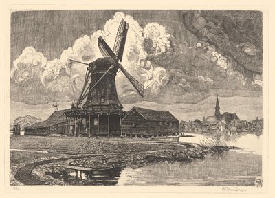Windmill de Bonte Hen av Willem Jansen (graveur) (signed by artist)