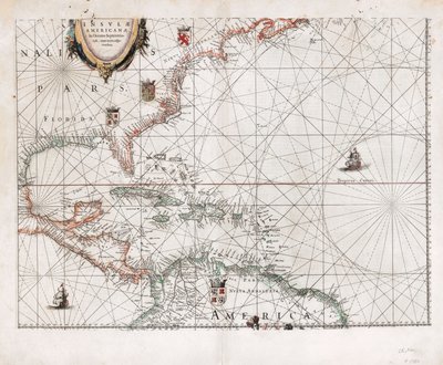 Insvlæ Americanæ in Oceano Septentrionali cum terris adjacentibus. LOC 2003630536 av Willem Janszoon Blaeu