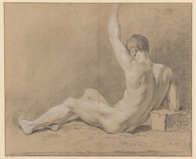 sittande manlig naken, sedd bakifrån (1:a pris 1769) av Willem Joseph Laquy