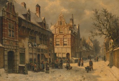 Stadsbild på vintern av Willem Koekkoek