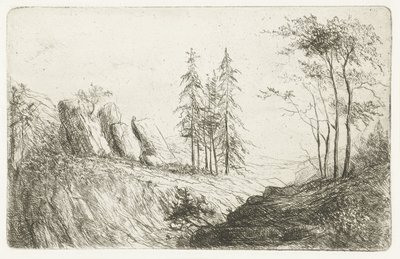 Berglandskap med träd av Willem Matthias Jan van Dielen