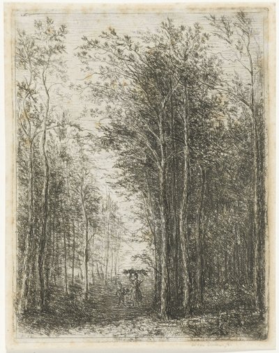 Skogslandskap med vedsamlare av Willem Matthias Jan van Dielen