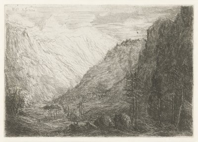 Utsikt över bergsdalen av Willem Matthias Jan van Dielen