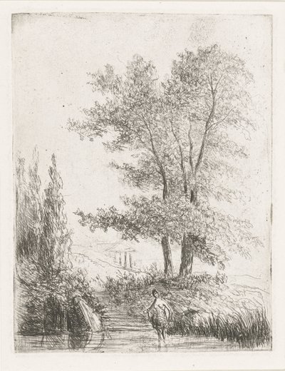 Kuperat landskap med badande av Willem Matthias Jan van Dielen