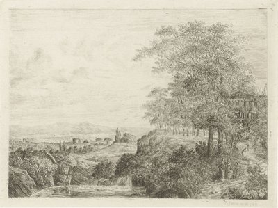 Södra landskap med tempel och figurer av Willem Matthias Jan van Dielen