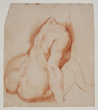 Nymfer och satyrer som samlar frukt. Nymf sitter i mitten förgrunden av Willem Panneels