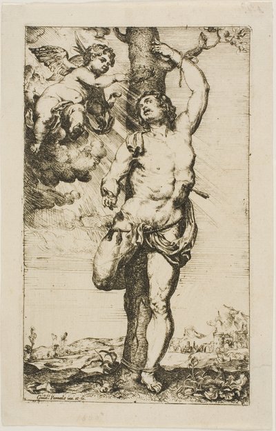 Saint Sebastian krönt av en ängel av Willem Panneels