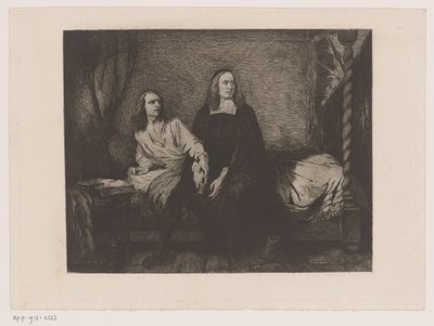 Bröderna de Witt sitter på en säng i fängelseporten av Willem Philip van der Veken (attributed to)