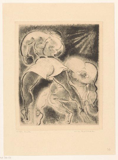 Två boxningsmän av Willem Retera (signed by artist)