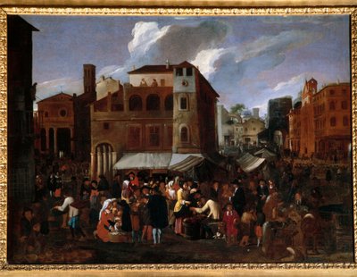 Marknadsscen (olja på duk) av Willem Reuter