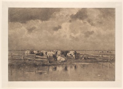 Mjölkböj på Schie av Willem Roelofs (I) (signed by artist)