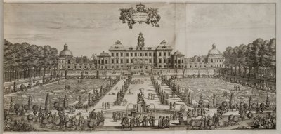 Drottningholms slott och trädgård från söder av Willem Swidde
