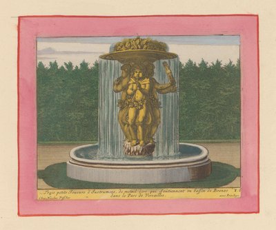 Brunnen mit einer Statue von drei Musikern, die eine Schale über ihren Köpfen tragen av Willem Swidde