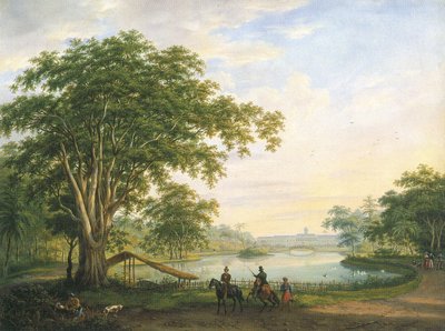 Trädgårdsfasaden av det gamla palatset av generalguvernören på Buitenzorg av Willem Troost