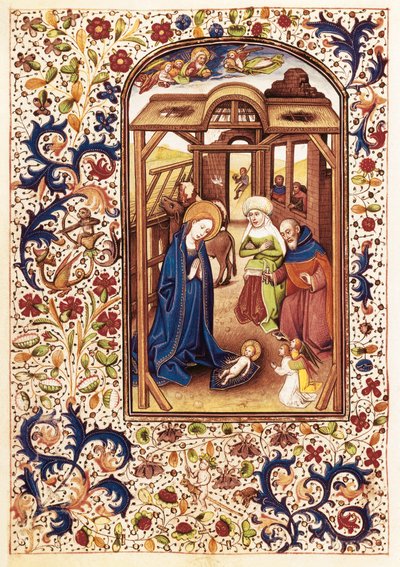Födelsescenen från "The Book of Hours of Leonor de la Vega" av Willem Vrelant