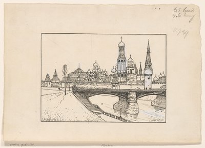 Utsikt över Kreml i Moskva av Ludwig Willem Reymert Wenckebach