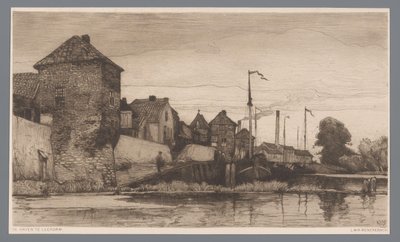 Utsikt över hamnen i Leerdam Hamnen i Leerdam (titel på objekt) av Willem Wenckebach