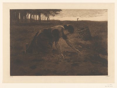 Knästående potatisskördare av Willem Witsen (signed by artist)
