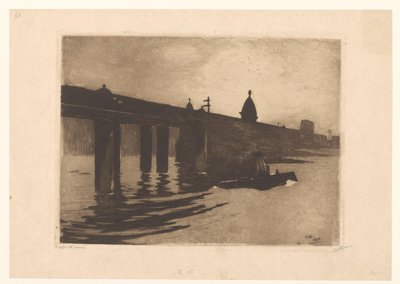 Vy över Charing Cross Bridge i London av Willem Witsen (signed by artist)