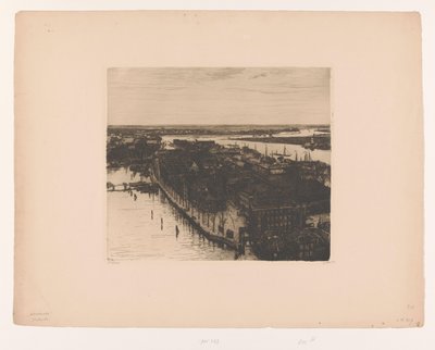 Utsikt över Dordrecht från tornet på Grote Kerk Port, Dordrecht (originaltitel) Dordrecht I (originaltitel) av Willem Witsen (signed by artist)