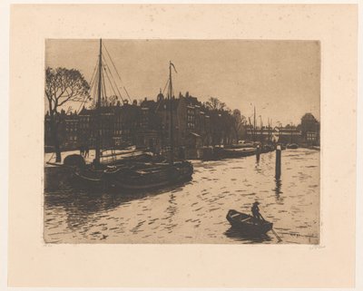 Utsikt över Leuvehaven i Rotterdam av Willem Witsen (signed by artist)