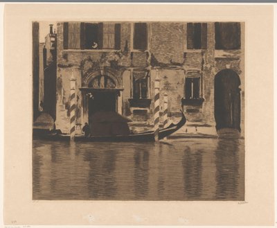 Gondol med överbyggnad i Canal Grande i Venedig av Willem Witsen (signed by artist)