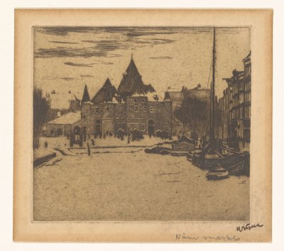 Nieuwmarkt i Amsterdam Ny marknad (titel på objekt) av Willem Witsen (signed by artist)