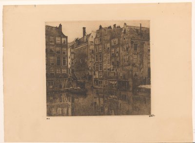Oudezijds Voorburgwal och Oudezijds Kolk i Amsterdam av Willem Witsen (signed by artist)
