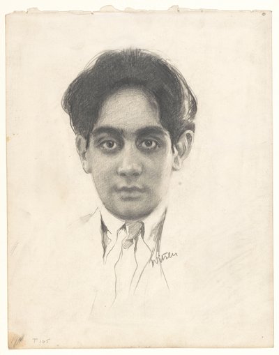 Porträtt av Karamjit Singh Sahib Bahadur, prins van Kapurthala av Willem Witsen (signed by artist)