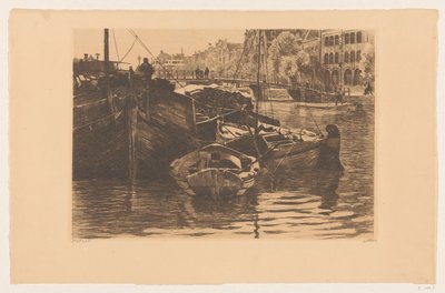 Torvskepp i Oude Schans i Amsterdam av Willem Witsen (signed by artist)