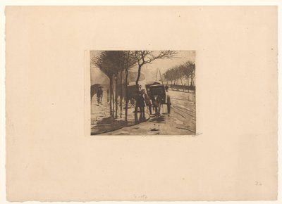 Väntande vagnar på Victoria Embankment i London av Willem Witsen (signed by artist)