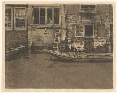 Bakre fasader på Voorstraat 463, 465 och 467 i Dordrecht av Willem Arnoldus Witsen