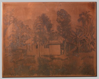 Buitenzorg, hus med vulkan i bakgrunden av Willem Arnoldus Witsen