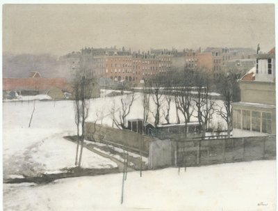 Utsikt över Oosterpark i snön av Willem Arnoldus Witsen