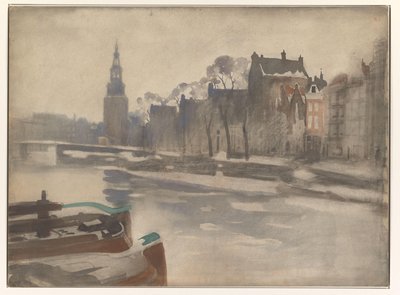 Utsikt över Oude Schans på Montelbaanstoren av Willem Arnoldus Witsen