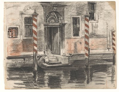 Hus på Canale Grande i Venedig, med färgnoter av Willem Arnoldus Witsen