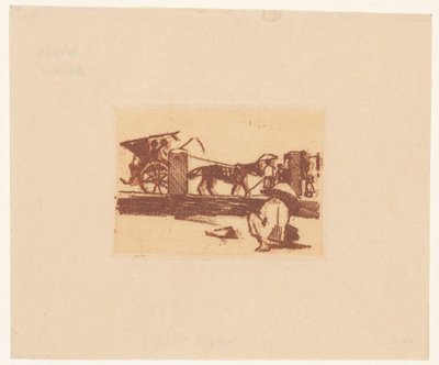 Hukande figur och en sado i Buitenzorg av Willem Arnoldus Witsen