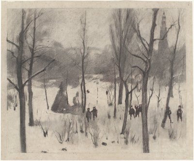 Barn mellan träd i snön av Willem Arnoldus Witsen