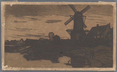 Väderkvarn vid vattnet, Wijk bij Duurstede av Willem Arnoldus Witsen