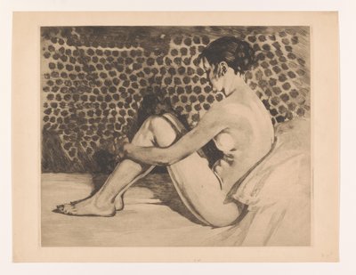Naken ung kvinna med armarna runt knäna Naken, med upphöjda knän sittande på en soffa (originaltitel) av Willem Arnoldus Witsen