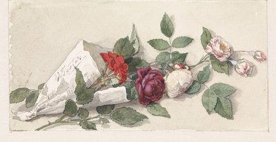 Bukett av rosor och pelargonium av Willem de Famars Testas