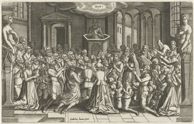 Thanksgiving i en kyrka efter lättnaden i Leiden Orlers